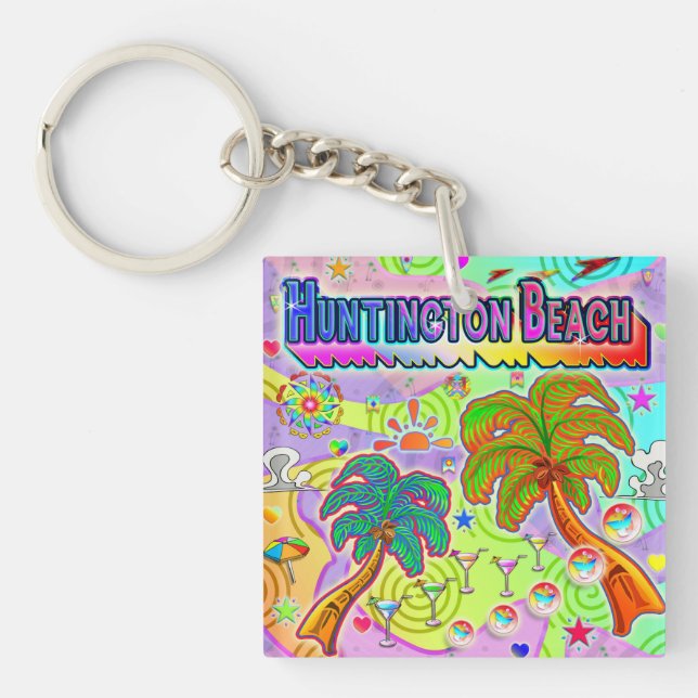 Huntington Beach Vacation Target Keychain (Front)