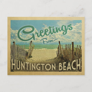 Huntington Beach Vintage Travel Postcard