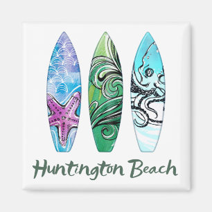 Huntington Beach Watercolor Surfboards  Magnet