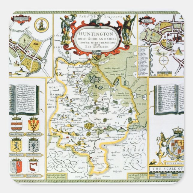 Huntington, engraved by Jodocus Hondius Square Sticker (Front)
