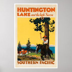 Huntington Lake Art California Vintage Travel Poster