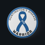 Huntington's Disease Warrior Ribbon White Button<br><div class="desc">Huntington's Disease Warrior Ribbon White Button for awareness and support for people with huntington's disease.</div>