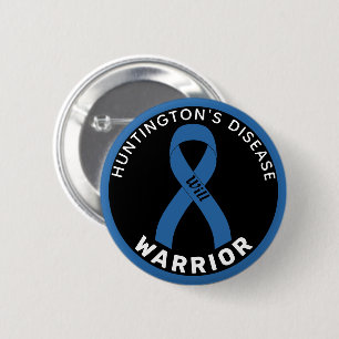 Huntington's Disease Warrior Ribbon White Button