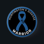 Huntington's Disease Warrior Ribbon White Button<br><div class="desc">Huntington's Disease Warrior Ribbon Black Button for awareness and support for people with huntington's disease.</div>