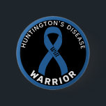 Huntington's Disease Warrior Ribbon White Button<br><div class="desc">Huntington's Disease Warrior Ribbon Black Button for awareness and support for people with huntington's disease.</div>