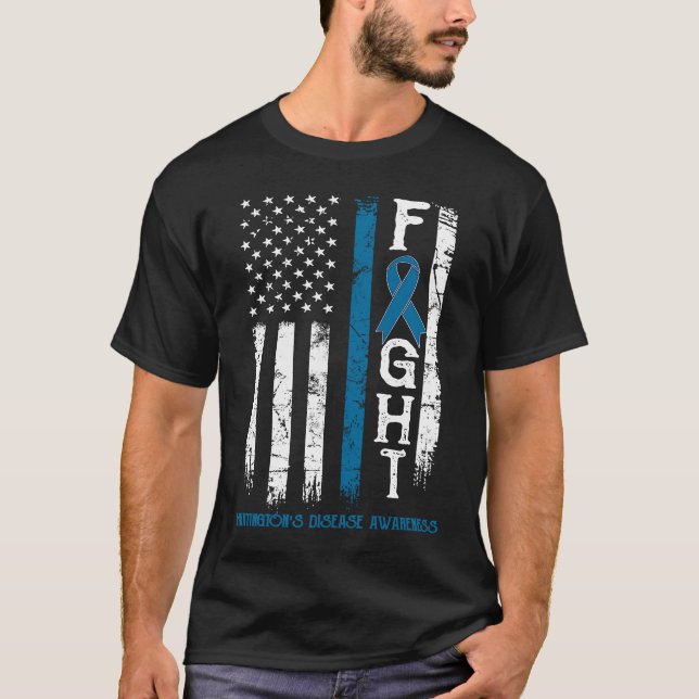 Huntington's Disease Warrior US Flag T-Shirt (Front)