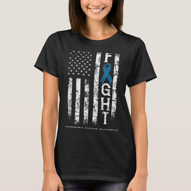 Huntingtons Disease Warrior Us Flag T-Shirt (Front)