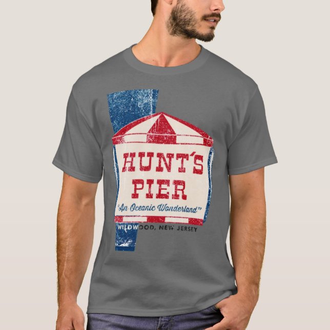 Hunt's Pier T-Shirt - Wildwood, NJ Retro Jersey Sh (Front)