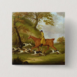 Huntsman and Hounds, 1809 (oil on canvas) 15 Cm Square Badge