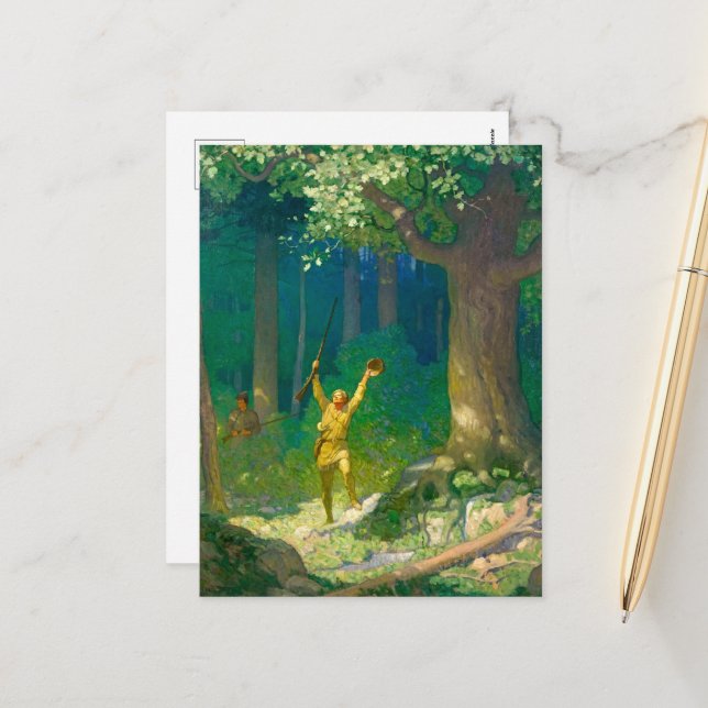 Huntsman by Newell Convers Wyeth Holiday Postcard (Front/Back In Situ)