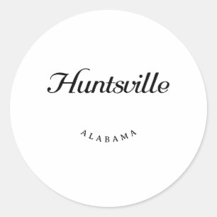 Huntsville Alabama Black Font Classic Round Sticker