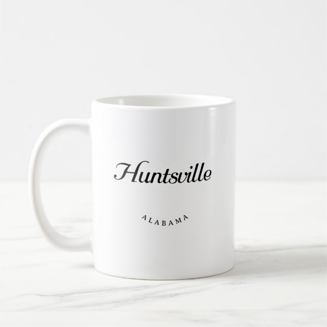 Huntsville Alabama Black Font Coffee Mug (Left)