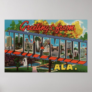 Huntsville, Alabama - Large Letter Scenes Poster