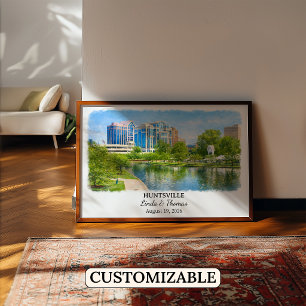 Huntsville Alabama Poster, Watercolor, Custom Poster