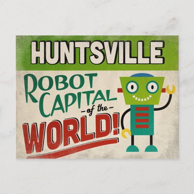 Huntsville Alabama Robot - Funny Vintage Postcard (Front)
