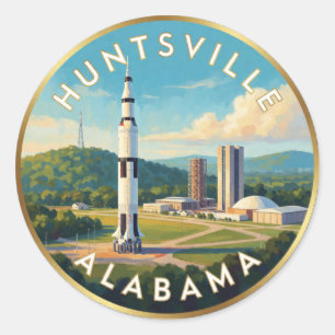 Huntsville Alabama Rocket City Travel Classic Round Sticker