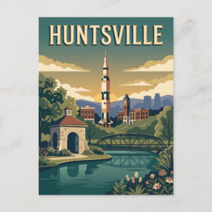 Huntsville Alabama Rocket City Vintage Poster Postcard