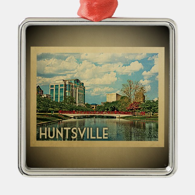Huntsville Alabama Vintage Travel Ornament (Front)
