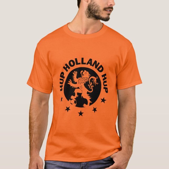 Hup Holland T-Shirt - Black Dutch Soccer Lion! (Front)