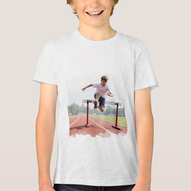 hurdle boy Tri-Blend shirt (Front)