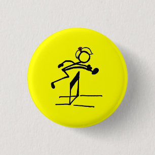 Hurdle stick girl 3 cm round badge