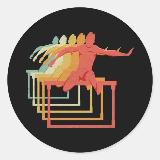 Hurdles Hurdling Hurdler Running Runner Athletes Classic Round Sticker (Front)