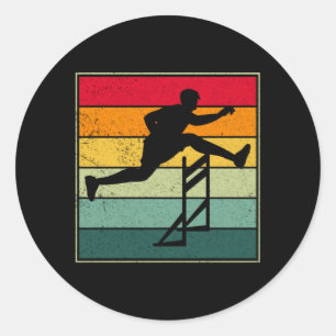 Hurdles Hurdling Running Runner Track and field Classic Round Sticker
