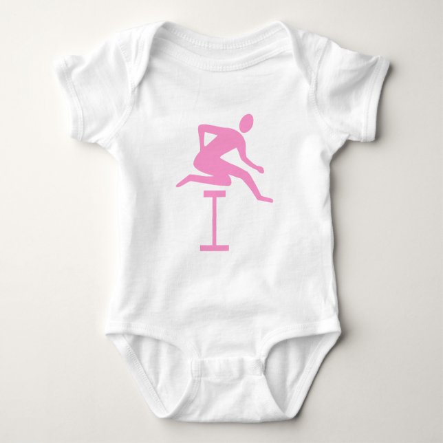 Hurdling - Pink Baby Bodysuit (Front)