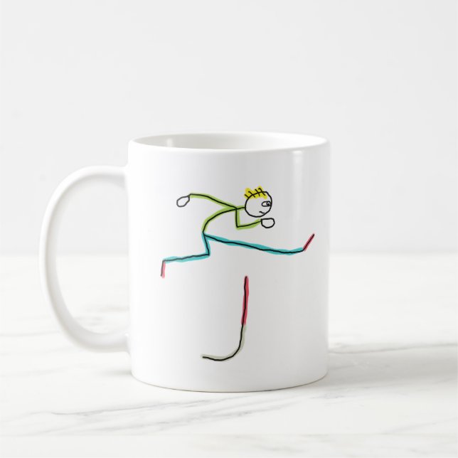 Hurdling Stickman Coffee Mug (Left)