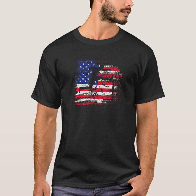 Hurdling US Flag  Athletics Track & Field  Hurdler T-Shirt (Front)