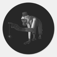 Hurdy Gurdy 3D Music Monkey & Spider Black & White