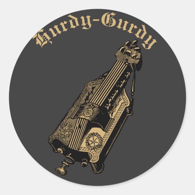 Hurdy-Gurdy Classic Round Sticker (Front)