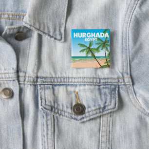 Hurghada Egypt travel poster 15 Cm Square Badge