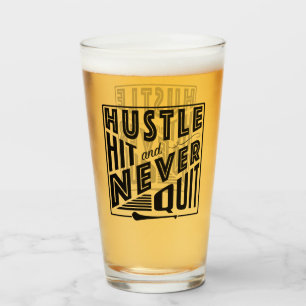 Hurling Hustle Hit & Never Quit, GAA Gaelic Games Glass