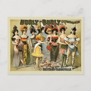 Hurly-Burly Extravaganza and vaudeville vintage Postcard