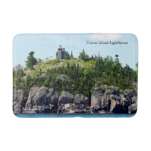 Huron Island Lighthouse wide angle bathmat