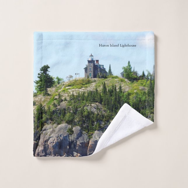 Huron Island Lighthouse wide angle towel set (Wash Cloth)