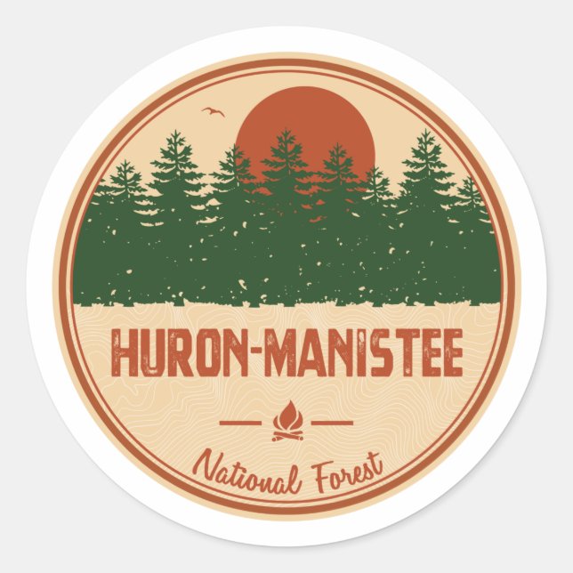 Huron-Manistee National Forest Classic Round Sticker (Front)