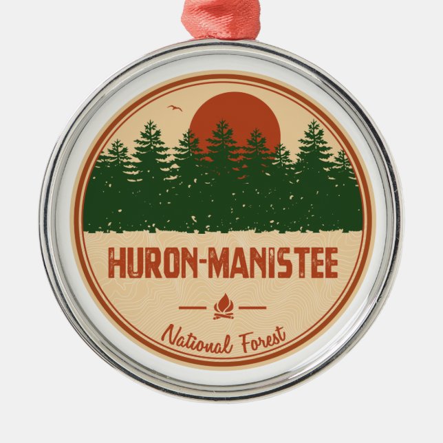 Huron-Manistee National Forest Metal Tree Decoration (Front)