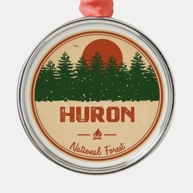 Huron National Forest Metal Tree Decoration (Front)