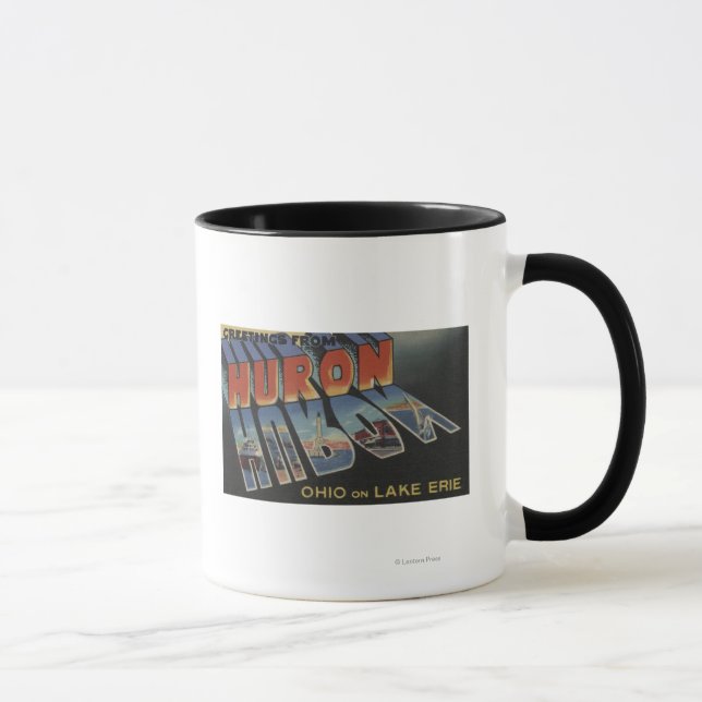 Huron, Ohio - Lake Erie - Large Letter Scenes Mug (Right)