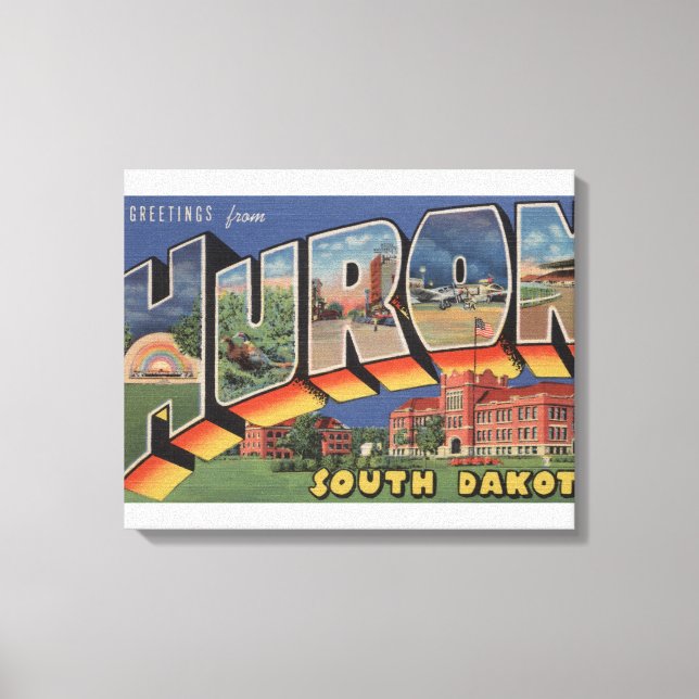 Huron, South Dakota - Large Letter Scenes Canvas Print (Front)
