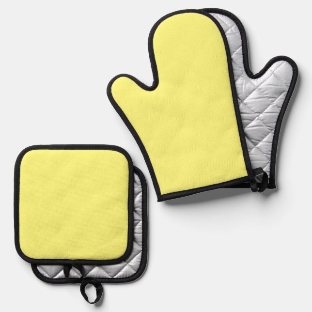 Hurrah! Sunny Yellow  Heat Protection  Oven Mitt & Pot Holder Set (Front/Back)
