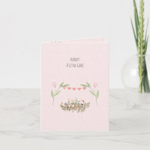 Hurray A Little Girl Cute Mouse With Flowers Card
