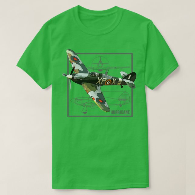 Hurricane British WW2 Fighter Plane T-Shirt (Design Front)