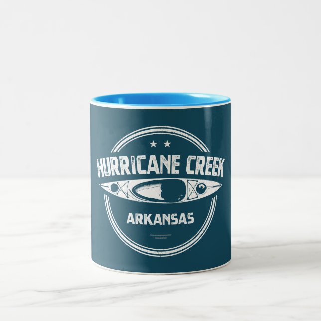 Hurricane Creek Arkansas Kayaking Two-Tone Coffee Mug (Center)