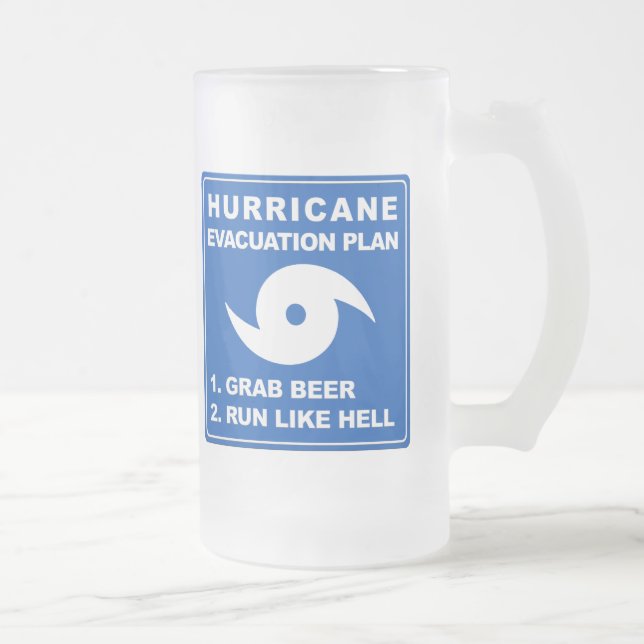 Hurricane Evacuation Plan Frosted Glass Beer Mug (Right)