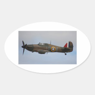 Hurricane Fighter aircraft WWII military plane Oval Sticker