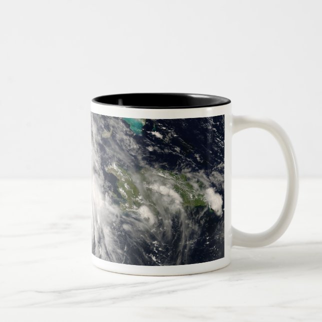 Hurricane Gustav over Jamaica 2 Two-Tone Coffee Mug (Right)