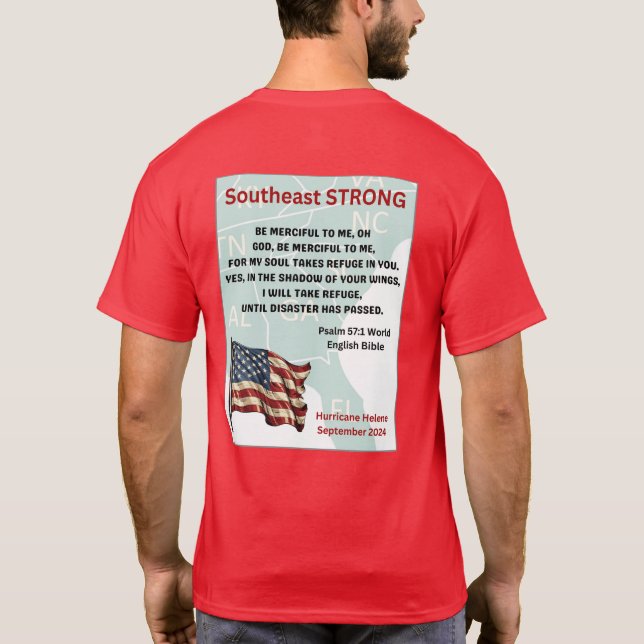 Hurricane Helene Red Organisation Volunteer T-Shirt (Back)